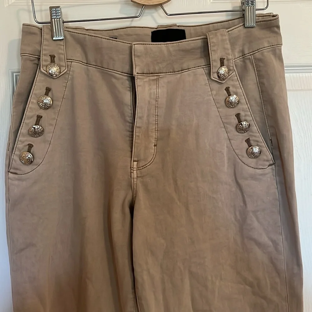 White House Black Market tan wide leg sailor pants. Size 10. - Picture 2 of 5